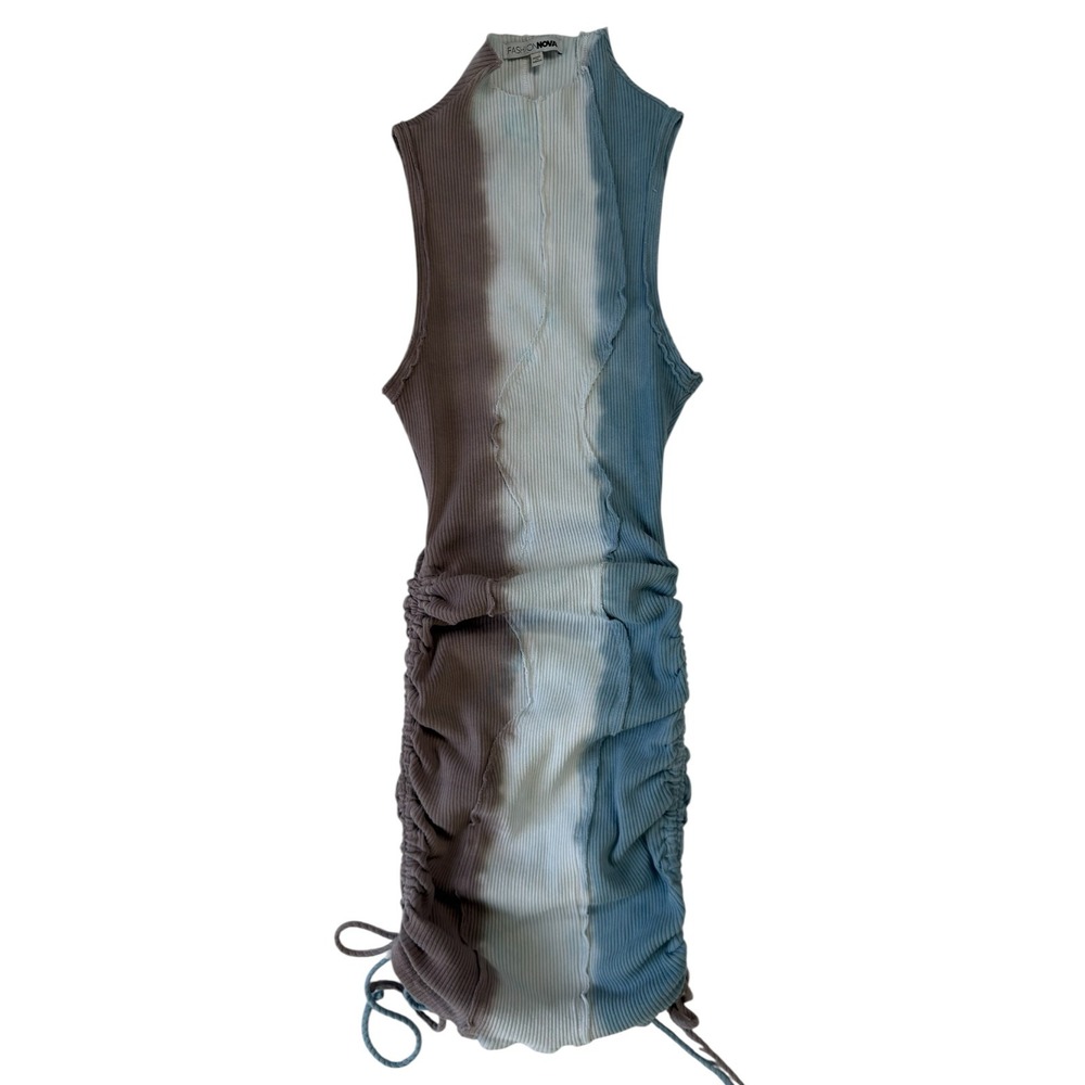 Fashion Nova Bodycon Mini Dress M Tie Dye Ribbed Streetwear Summer Colorblock